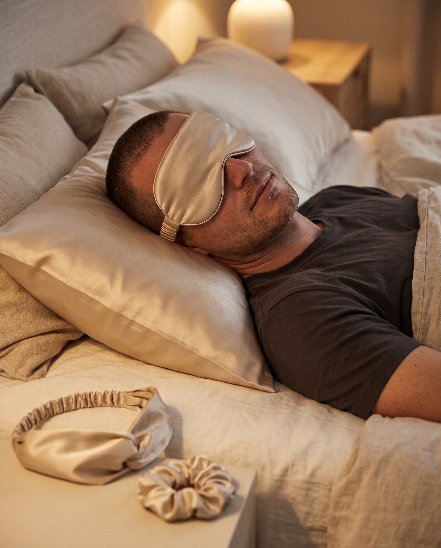 Double-sided Silk Eye Mask Pillowcase Hair Tie Four-piece Set