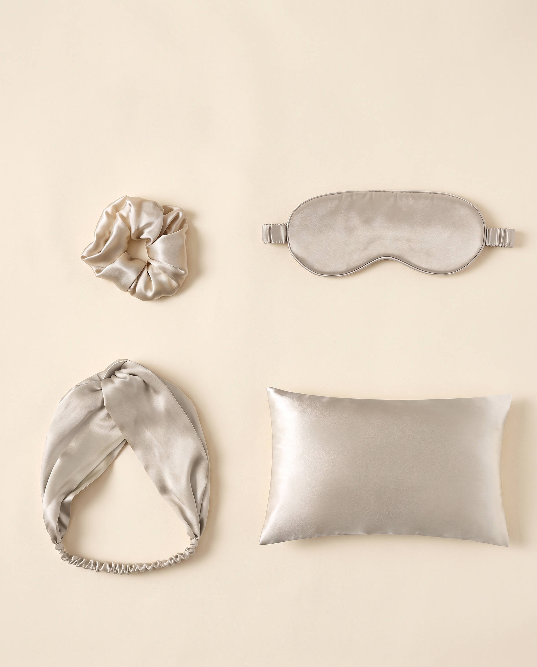 Double-sided Silk Eye Mask Pillowcase Hair Tie Four-piece Set